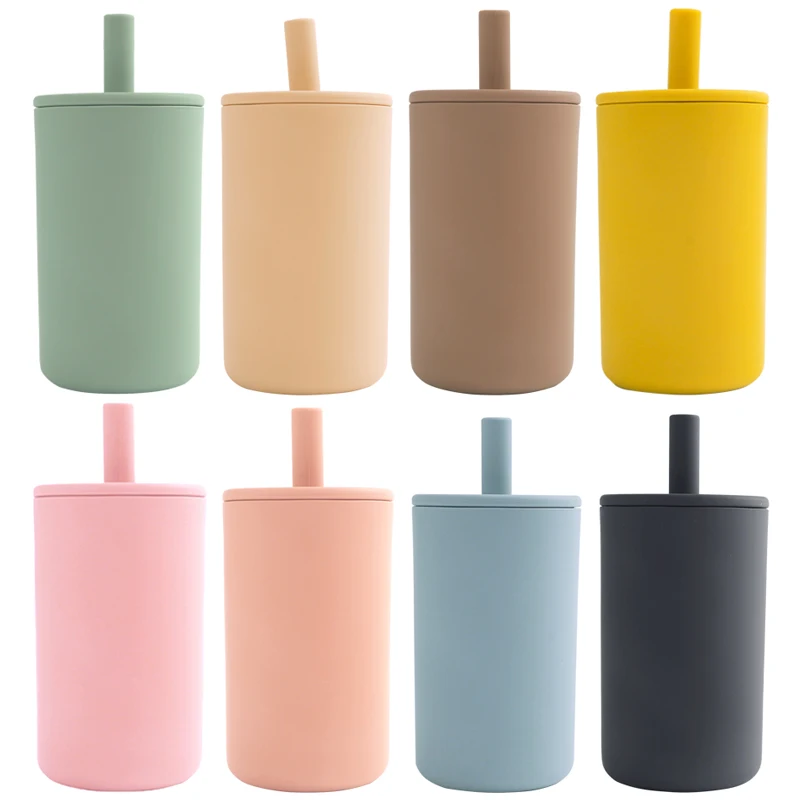kf-H1c9632ee7fe941089a7ed036ddf5bd5bO 2021 New Design 8 Colors Eco-Friendly Infant Feeding Cup With Straw Waterproof Sippy Cup Drinking Bottles Stuff - Image 1