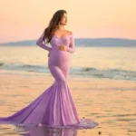 New classic Sexy Maternity Photography Props Maternity Dresses Off Shoulder Maternity for Photo Shoots Women Pregnancy Dresses - Image 2