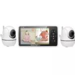 5 inch Video Monitor with Two Camera and Audio, Night Vision, 4X Zoom, 1000ft Range 2-Way Audio Temperature Sensor Lullaby