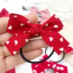 2pcs Girls Fashion Bow Tie Rubber Band Elastic Hair Rope Red Knot Love Wave Spot Hair Butterfly Headwear Hair Accessories - Image 3