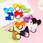2pcs Girls Fashion Bow Tie Rubber Band Elastic Hair Rope Red Knot Love Wave Spot Hair Butterfly Headwear Hair Accessories - Image 4