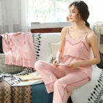 3PCS/Set Maternity Nursing Sleepwear Breastfeeding Pajamas for Pregnant Women 100% cotton Nightgown Pregnancy Lounge Home Wear - Image 3