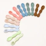 Spoon Fork Set Food Grade Silicone Sticky Spoon Children Cutlery Training Spoon Feeding Tableware Soft Kitchen Accessories