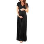 New Plus size Pregnant Women Dresses Maternity Dresses Women V Collar Short Sleeve Pregnancy Dress Maternity Sundress Clothes - Image 4