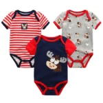 Boy Jumpsuits 3 Pieces Newborn Clothes Set Toddler Girl Bodysuit Kiddiezoom Clothing 100%Cotton Soft Infant Rompers 0-12M - Image 4
