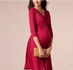 Nursing Dress Top V Collar Breastfeeding Long Sleeve Women Winter for Feeding Maternity Pregnancy Clothes Plus Size - Image 4