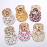 3Pcs/Set Bibs&Headbands Kid Tassel Saliva Towel Floral Print Double Side Boys Girls Bandana Burp Cloths Feeding Smock Stuff