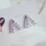 Korean Exquisite Pave Shining Cubic Zircon CZ Letter V Earring for Women AAA Zirconia Temperament Stud Earrings Wedding Jewelry - Image 3