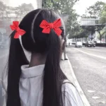 2pcs Girls Fashion Bow Tie Rubber Band Elastic Hair Rope Red Knot Love Wave Spot Hair Butterfly Headwear Hair Accessories - Image 2