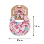 3Pcs/Set Bibs&Headbands Kid Tassel Saliva Towel Floral Print Double Side Boys Girls Bandana Burp Cloths Feeding Smock Stuff - Image 2