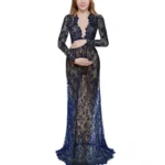 Pregnancy Dress for Photo Shoot Maternity Photography Props Sexy V Neck Lace Maxi Gown Dress Plus Size Pregnant Women Clothes - Image 5