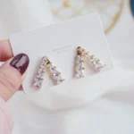 Korean Exquisite Pave Shining Cubic Zircon CZ Letter V Earring for Women AAA Zirconia Temperament Stud Earrings Wedding Jewelry - Image 2