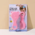 Infant Hairbrush Set with Soft Plastic Long Handle And Bear Design Comfortable Hair Care Tool for Bath Time And Travel - Image 4