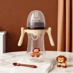 New 0-36 months PP bottle 280ml with handle Breastmilk-like design Soft milk pulling - Image 2