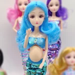40cm Mermaid Pregnancy Doll Suit Doll Have A In Her Tummy For Doll Fashion Sequin Fishtail Dress Child Educational Toy - Image 3