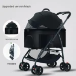 Collapsible Pet Travel Carrier Breathable 4 Wheel Pet Stroller for Cat Dog Bag Sleeping with Storage Basket - Image 5