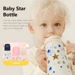 5-36 months 250ml wide caliber PP bottle, silicone nipple, dreamy star pattern, flat bottom lid, best holiday gift - Image 2