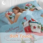 Cozy Christmas Trees Duvet Cover Set with Snowflakes and Dog, Breathable 4-Piece Bedding for Full Size Beds - Image 4