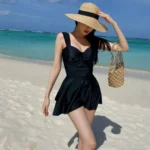 Padded Conservative Swimsuit Steel Support Gathered Belly Cover Swimsuit Svelte Design Thermal Hot Spring Swimwear Casual Wear - Image 5