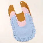 1PC Muslin Bibs for Girls Soft 100% Cotton Drool Bibs Ruffle Trim for Newborns Toddlers 0-36 Months for Teething Droolinf - Image 5