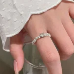 Vintage French Zircon Imitation Pearl Rings for Women Elegant Elastic Beaded Ring Luxury Party Wedding Jewelry Gift Accessories