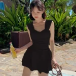 Padded Conservative Swimsuit Steel Support Gathered Belly Cover Swimsuit Svelte Design Thermal Hot Spring Swimwear Casual Wear - Image 4