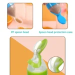 Safe Useful Silicone Bottle With Spoon Food Supplement Rice Cereal Bottles Squeeze Spoon Milk Feeding Bottle Cup - Image 3