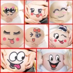2Pcs Cute Cartoon Expression Pregnant Facial Stomach Belly Sticker Photo Prop - Image 5