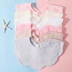 Random 3pc Bibs Infant Burp Cloths Stuff Feeding Drool Bandana Saliva Towel Toddler Ruffle Solid Color Bib Accessories - Image 3