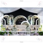 FSDKX White 6pcs for 1 set Pvc Backdrop Wedding Event Stage Arch Backdrop Shower Backdrop Decoration