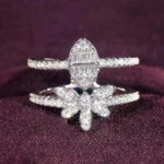 2025 New High End Sweet Shining Cubic Zirconia Ring for Women with Double Layered Design, Horse Eye Shining Design, and Jewelry