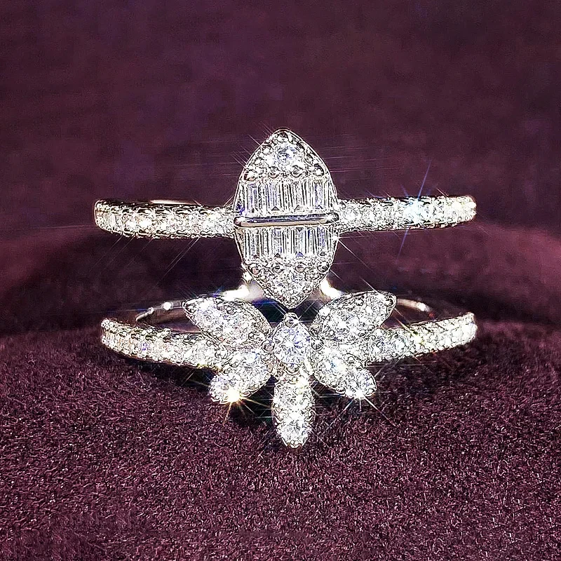 kf-S11fd4715226c42928a9f4e636f3705beG 2025 New High End Sweet Shining Cubic Zirconia Ring for Women with Double Layered Design, Horse Eye Shining Design, and Jewelry - Image 1