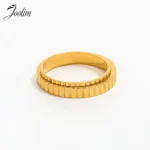 Joolim High End PVD Waterproof&No Fade Fashion Dainty Fine Simple Gear Shaped Ring for Women Stainless Steel Jewelry Wholesale
