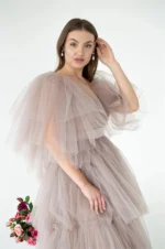 Customized Maternity Gowns for Photoshoot Ruffles High Split Maternity Maxi Dress for Photography Pregnancy Women Party Wear - Image 6