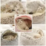 Soft Plush Round Cat Bed Pet Mattress Warm Comfortable Basket Cat Dog 2 in 1 Sleeping Bag Nest for Small Dogs - Image 6