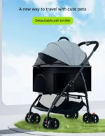 Collapsible Pet Travel Carrier Breathable 4 Wheel Pet Stroller for Cat Dog Bag Sleeping with Storage Basket - Image 6