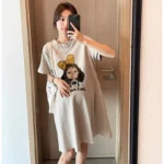 Fashionable Summer Maternity Dress - Casual Sweet Loose T-Shirt Dress for Plus Size and Petite Moms - Image 5