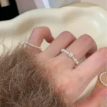 Vintage French Zircon Imitation Pearl Rings for Women Elegant Elastic Beaded Ring Luxury Party Wedding Jewelry Gift Accessories - Image 2