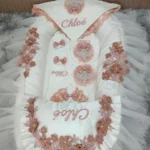 Dollbling 5pcs Newborn Welcome Home Outfits Cotton Infant Luxury Personalized Embroidery Blanket Set