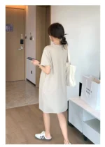 Fashionable Summer Maternity Dress - Casual Sweet Loose T-Shirt Dress for Plus Size and Petite Moms - Image 6
