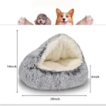 Soft Plush Round Cat Bed Pet Mattress Warm Comfortable Basket Cat Dog 2 in 1 Sleeping Bag Nest for Small Dogs - Image 2