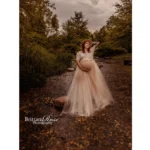 Don&Judy Bohe Short Sleeves Tulle Summer Dress for Women Maternity Dresses Photoshoot Pregnancy Formal Wear Gowns Photo Shoot - Image 2