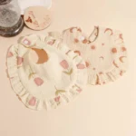 2Pcs Infant Toddler Pure Cotton Lotus Leaf Edge Drool Towel Four Layer Muslin 100% Cotton Printed Bib Newborn Feeding Burp Cloth - Image 6