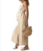 Maternity Clothes 2025 Dress for Pregnant Women V-neck Sleeveless Pregnancy Pants Belt Casual Loose Long Overalls Clothing - Image 2