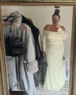 Women Pregnancy Prom Dress Lace Sexy Off Shoulder Full Sleeves Long Party Gown For Photo Maternity Holiday Formal Birthday Robe - Image 3