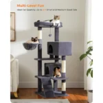 Large Indoor Cat Tree with Extra Large Perch, Hammock, and Sleeping Bag, Multi-Level Cat Shelves with Scratching Posts and 2 Hou - Image 2