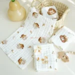 J0PF Drooling Bib Soft Breathable Wash Cloth Print Burping Cloth Face Towel