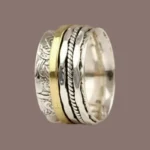 Jianjie Light Luxury Unisex's Retro Silver Carving Two Tone Nested Circular Rings Classic Ethnic Style New Ring Jewelry Trend - Image 2