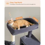 Large Indoor Cat Tree with Extra Large Perch, Hammock, and Sleeping Bag, Multi-Level Cat Shelves with Scratching Posts and 2 Hou - Image 3