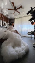 White Bridal Dress Ruffles Puffy Tulle Maternity Dresses for Photoshoot Women Prom Party Wear Pregnancy Robe Sleepwear Nightwear - Image 2